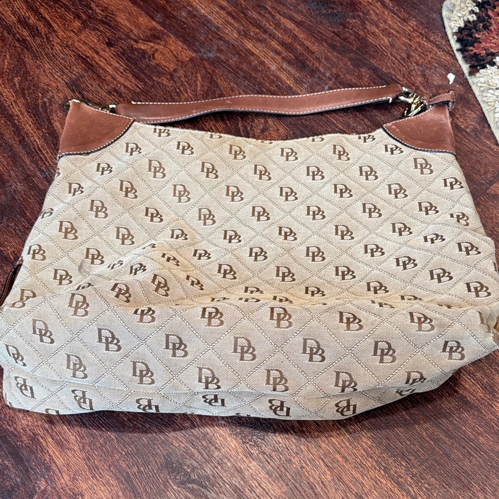 Dooney & Bourke Beige and Brown Monogram Shoulder Bag